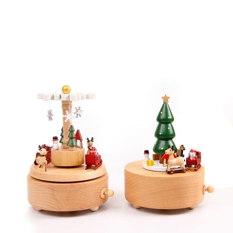 Wooden Carousel Music Box for Christmas Birthday Gift Home Decorations(Christmas Moose)