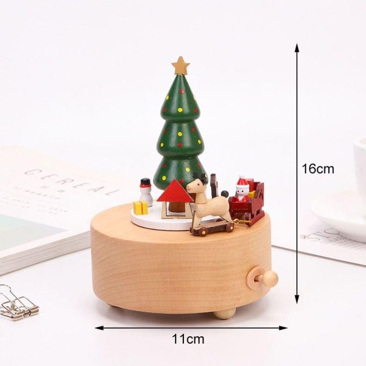 Wooden Carousel Music Box for Christmas Birthday Gift Home Decorations(Christmas Moose)