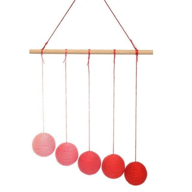 Montessori DIY Visual Practice Charm Birth Baby Gradient Color Paste Ball Hanging Gobbi(Red)