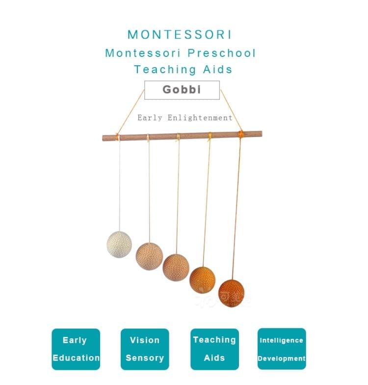 Montessori DIY Visual Practice Charm Birth Baby Gradient Color Paste Ball Hanging Gobbi(Red)