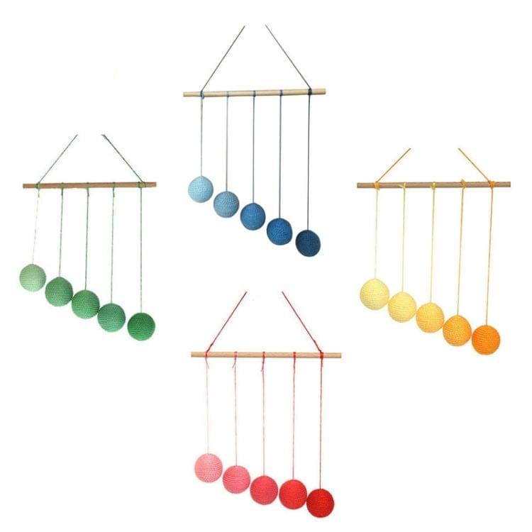 Montessori DIY Visual Practice Charm Birth Baby Gradient Color Paste Ball Hanging Gobbi(Red)