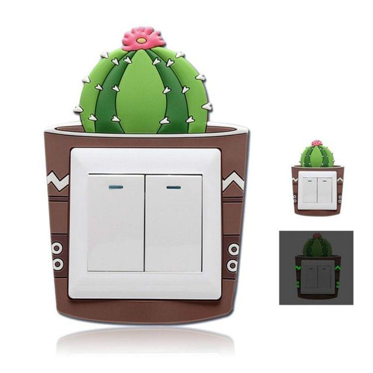Cute Cartoon 3D Fluorescent Silicone Switch Decorations Stickers(Prickly pear)
