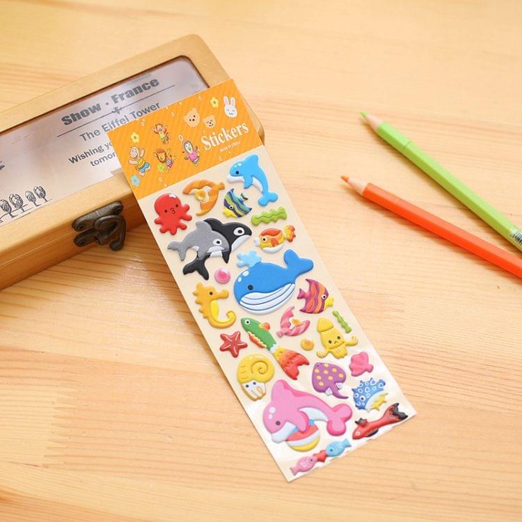 2 PCS Sea World Pattern Creative Cartoon Children DIY Album Diary Decorative Stereo Bubble Sticker