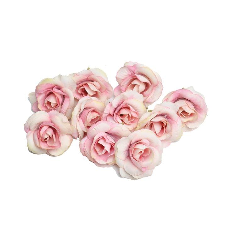 10 Sets 4cm Artificial Flower Silk Rose Flower Head for Wedding Party Home Decoration(Pink)