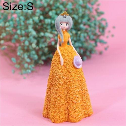 Pretty Skirt Girl Style Resin Crafts Ornaments Room Decoration, Size: 6.5*6.5*14cm(Yellow)