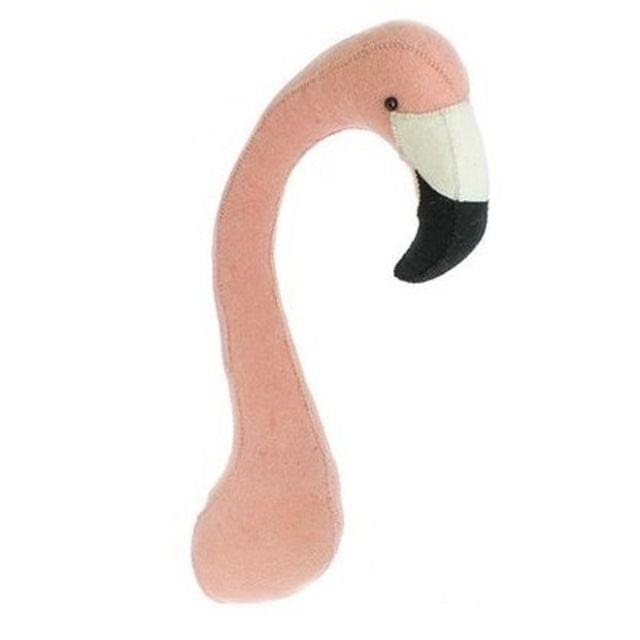 Baby Room Wool Felt Animal Head Green Wall Decoration Three-dimensional Shape Decorative Wall Hanging(Flamingo)