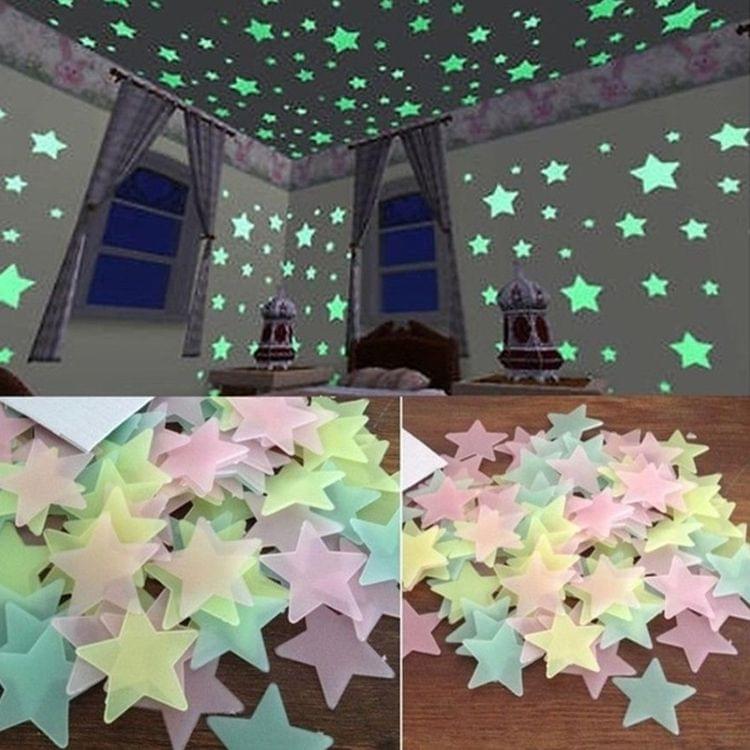 100PC Kids Bedroom Glow Wall Stickers Stars