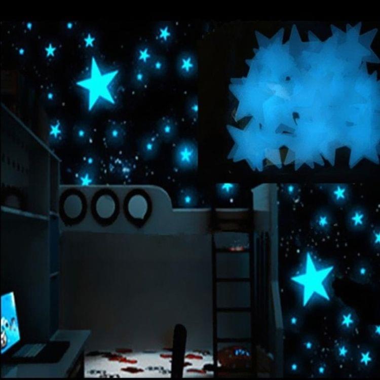 100PC Kids Bedroom Glow Wall Stickers Stars(Blue)