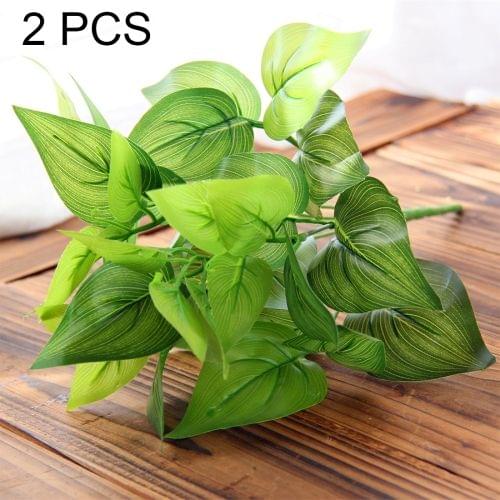 2 PCS Artificial Plants For Plastic Flowers Household Store Supplies Decoration Chicken Heart Leaf