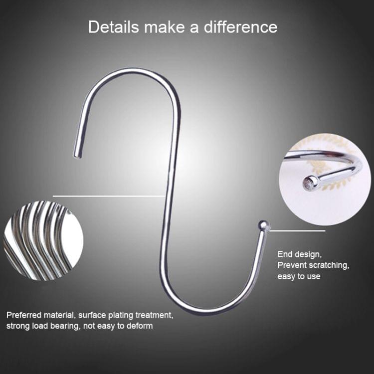 200 PCS 3mm Multi-functional S-shaped Stainless Steel Metal Hook, Length: 9cm