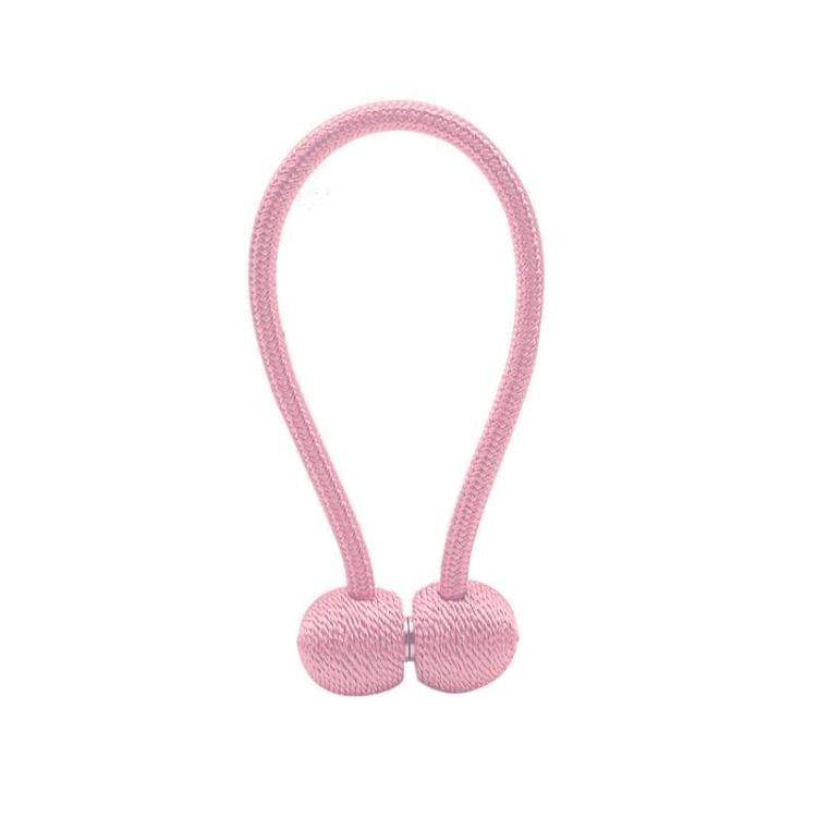 2 PCS Fashion Woven Punch-Free Beef Tendon Magnetic Buckle Curtain Strap(Pink)