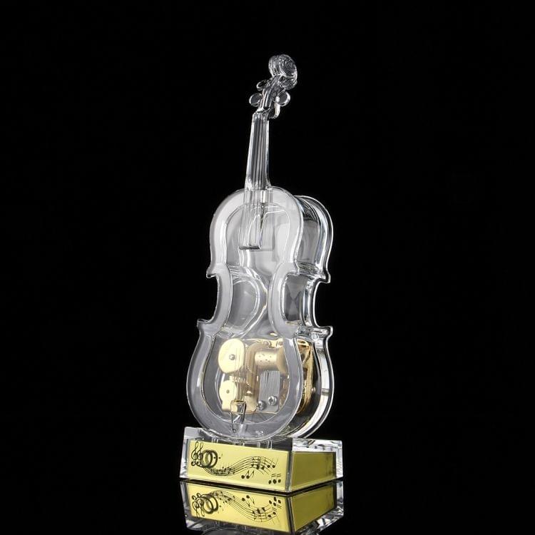 NO:8086 Transparent Crystal Violin Shape Music Box(Middle Size)(Transparent)