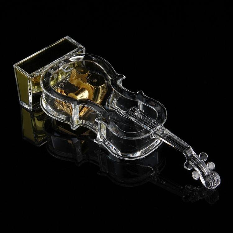 NO:8086 Transparent Crystal Violin Shape Music Box(Middle Size)(Transparent)