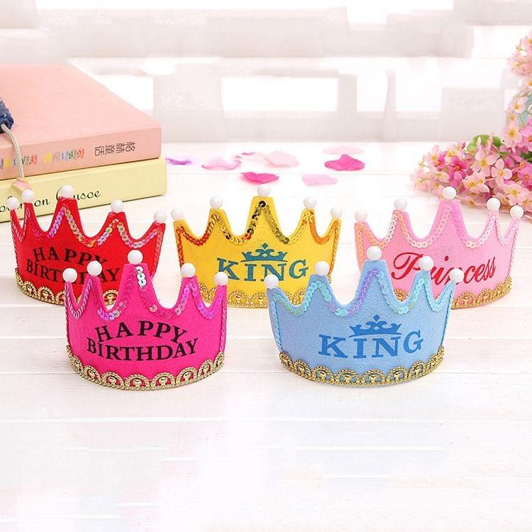 5 PCS Exquisite Non-woven Fabric Children Birthday Party LED Luminous Hairband Decorative Hat, Size: 12*10.5cm, Random Color Delivery