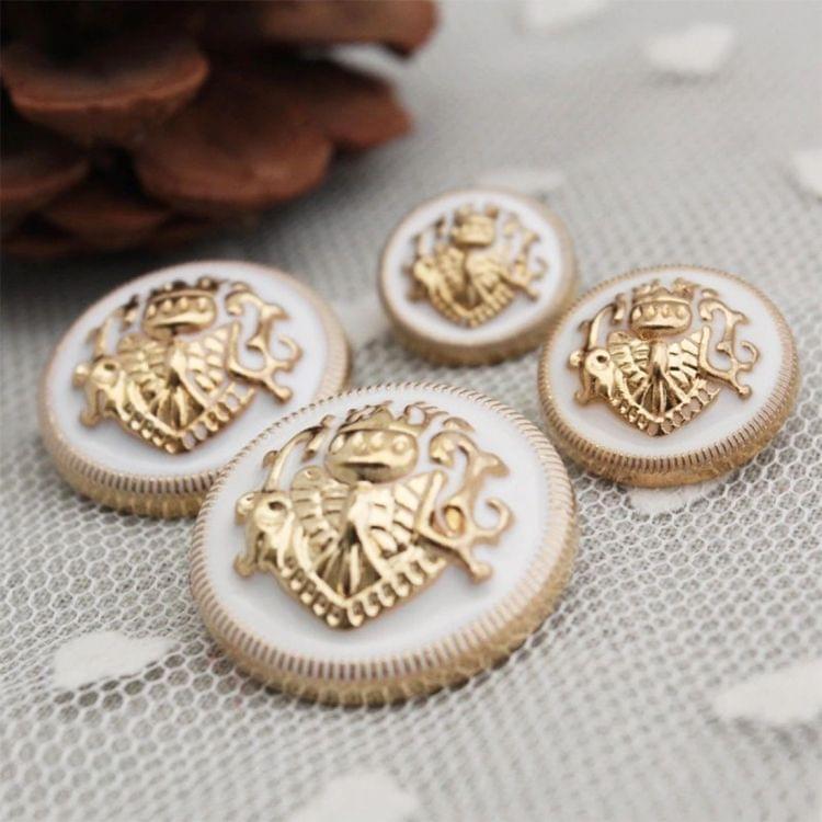 100 PCS Vintage Antique Metal Blazer Lion Button for Jacket Suits Sport Coat Uniform, Diameter: 15mm(White)