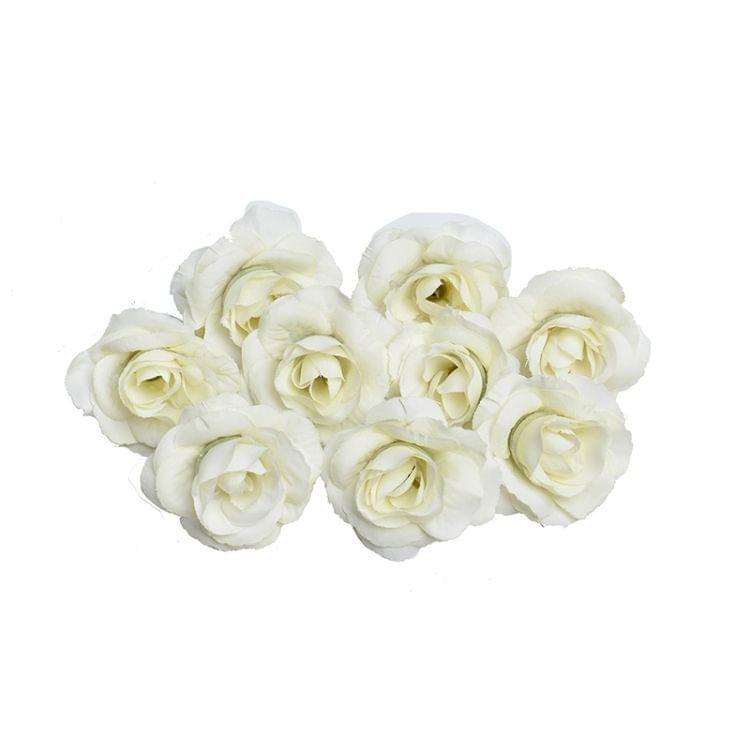 10 Sets 4cm Artificial Flower Silk Rose Flower Head for Wedding Party Home Decoration(Yellow)