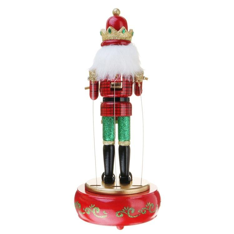 Retro Wooden Nutcracker Drummer Music Box for Gift Vintage Home Decoration(Red)