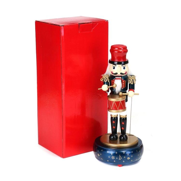 Retro Wooden Nutcracker Drummer Music Box for Gift Vintage Home Decoration(Red)