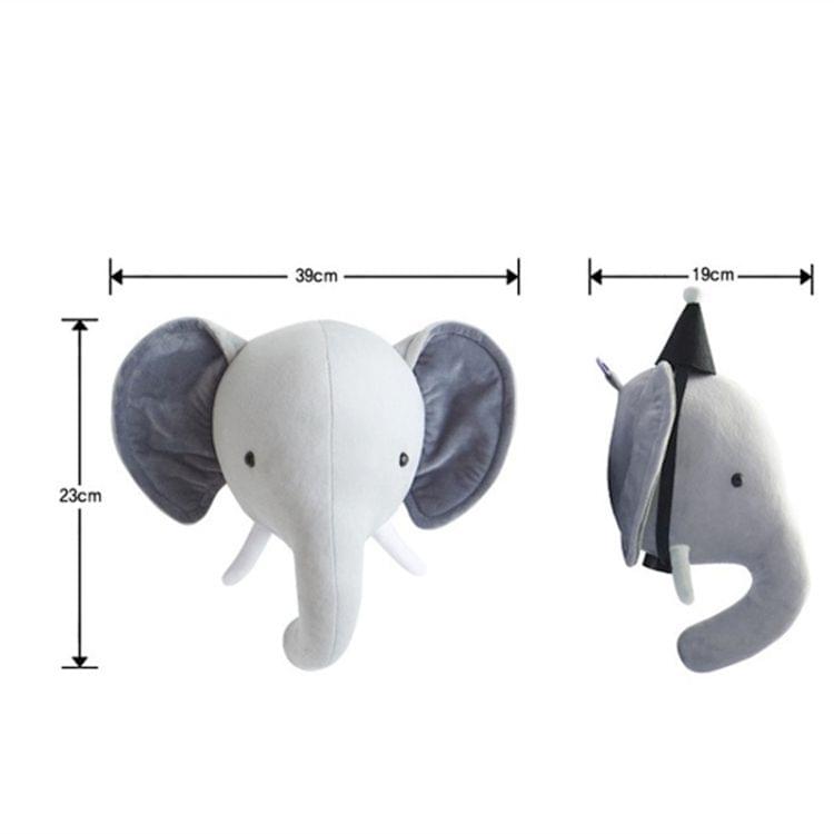 Children Room Wall Stuffed Plush Toy Baby Bedroom Decoration Animal Head Wall Decorate Toy Doll for Kids(Elephant)