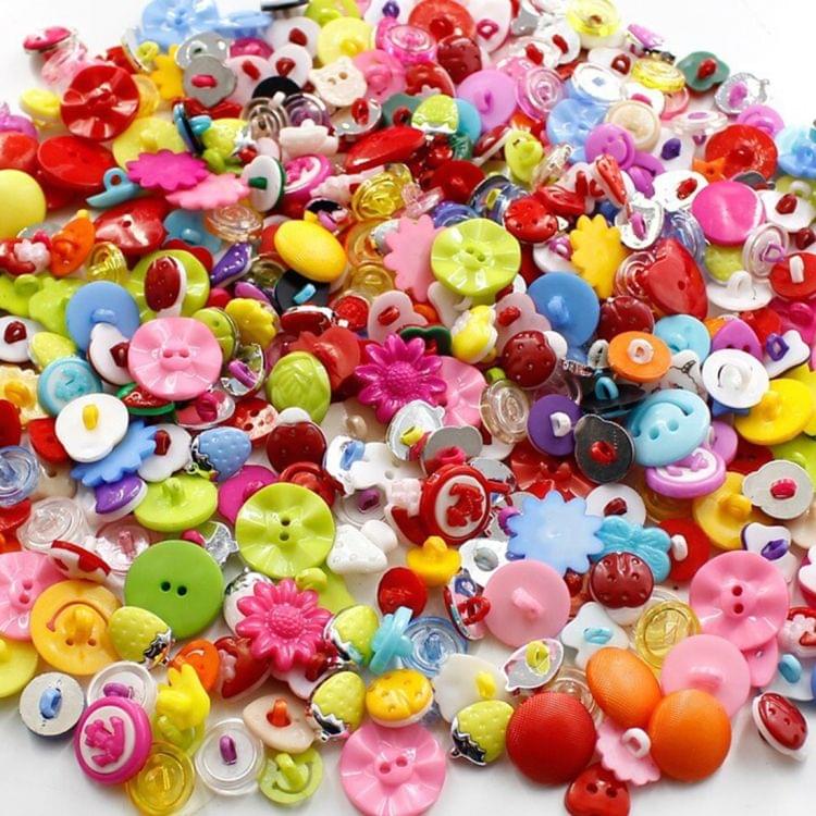400 PCS Assorted Mixed Color Buttons for Sewing DIY Crafts Children Manual Button Painting, Random Color Style