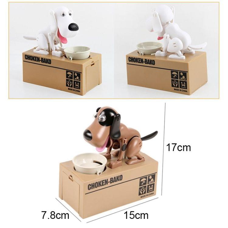 Creative Cartoon Edacious Puppy Automatic Money Eating Coin Saving Box, White Dog