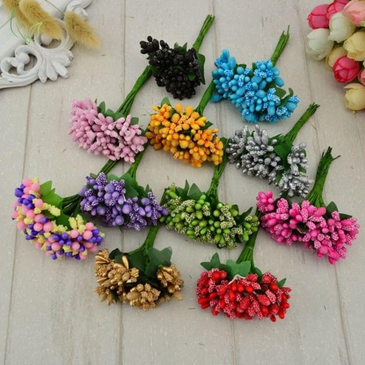 Handmade Artificial Flowers Wedding Decoration DIY Gift Box Scrapbooking Fake Flower(red)