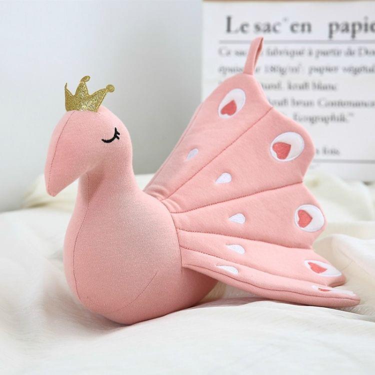 Plush Peacock Toy Animal Cotton Cloth Baby Comfort Pillow Children Room Decoration Girls Birthday Creative Gift(Pink)