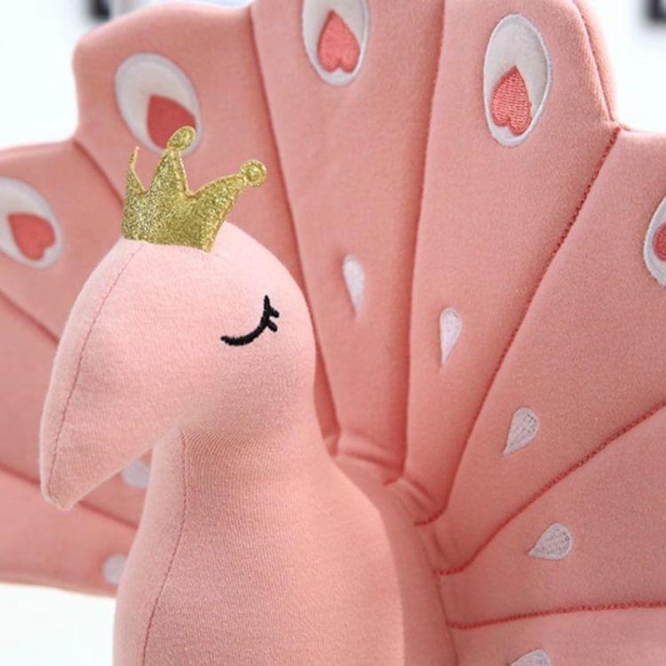 Plush Peacock Toy Animal Cotton Cloth Baby Comfort Pillow Children Room Decoration Girls Birthday Creative Gift(Pink)