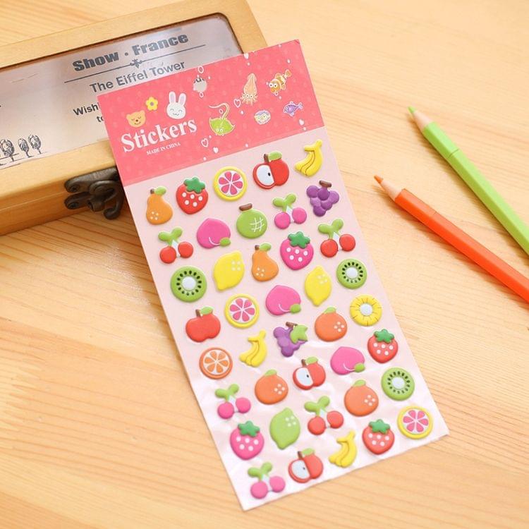 2 PCS Fruits Pattern Creative Cartoon Children DIY Album Diary Decorative Stereo Bubble Sticker