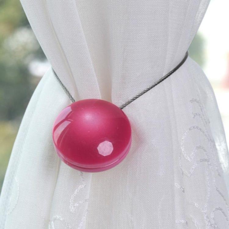 2 PCS Fashion Cat Eye Resin Steel Wire Magnet Curtain Buckle Tie Rope(Rose Red)