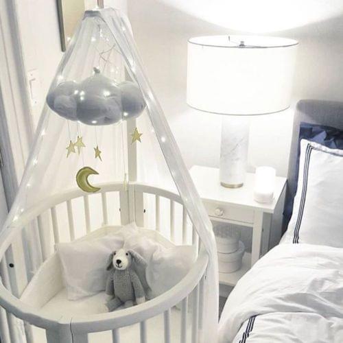 Baby Room Home Fecoration Creative Three-dimensional Cloud Star Cloth Bedside Hanging Scene Layout Props(Pink)