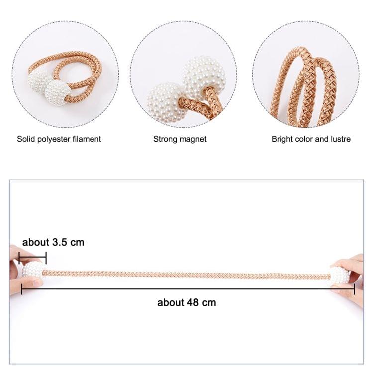 2 PCS Fashion Adornments Pearl Magnetic Buckle Curtain Strap(Pink)