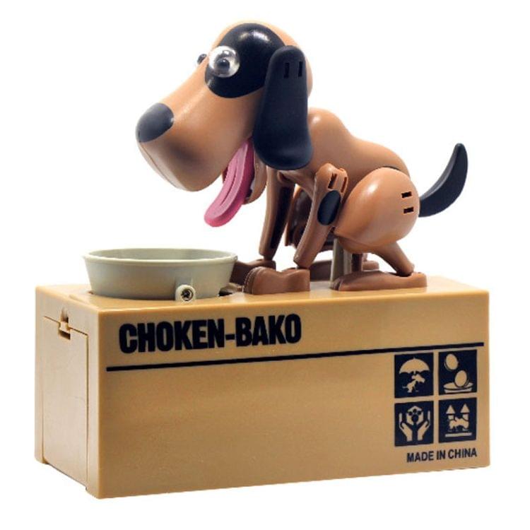 Creative Cartoon Edacious Puppy Automatic Money Eating Coin Saving Box, Brown Spotted Dog