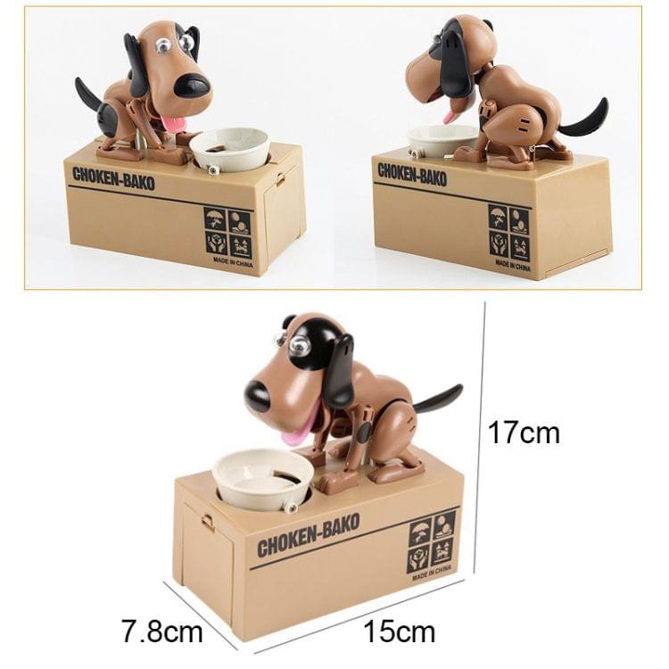 Creative Cartoon Edacious Puppy Automatic Money Eating Coin Saving Box, Brown Spotted Dog
