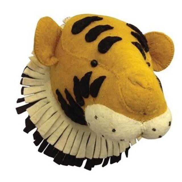 Baby Room Wool Felt Animal Head Green Wall Decoration Three-dimensional Shape Decorative Wall Hanging(Tiger)