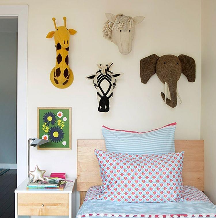 Baby Room Wool Felt Animal Head Green Wall Decoration Three-dimensional Shape Decorative Wall Hanging(Tiger)