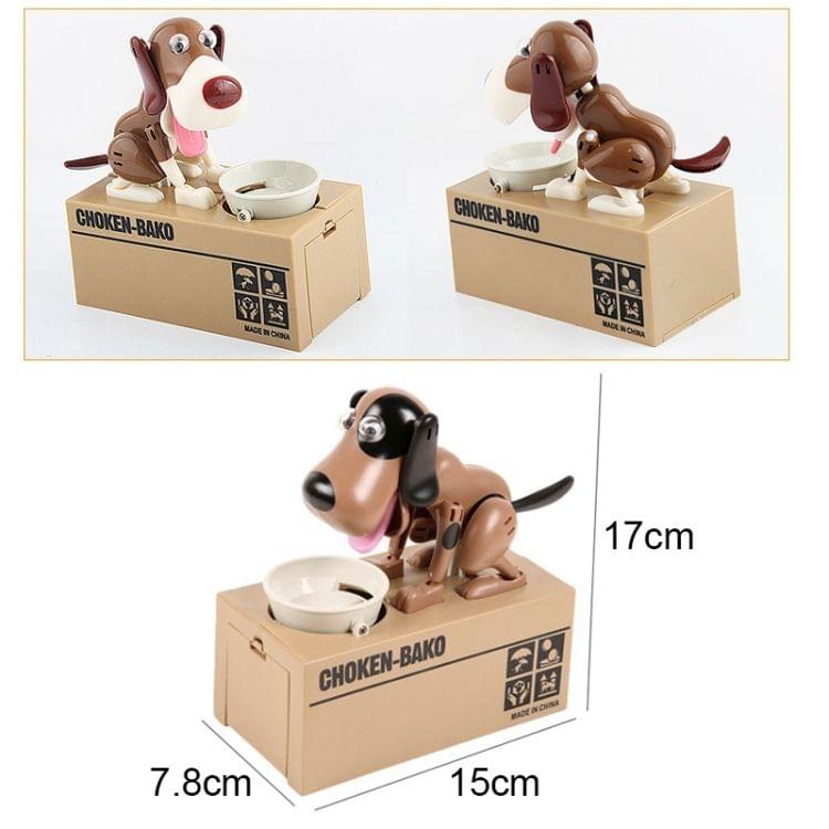 Creative Cartoon Edacious Puppy Automatic Money Eating Coin Saving Box, Brown and White Dog