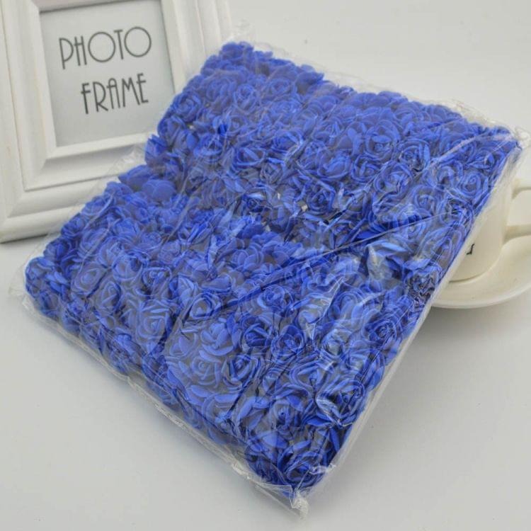 144 PCS 2cm Mini Foam Fake Roses Flower Home Wedding Decoration DIY Artificial Flower Bouquet Wreath Gift Box(Peacock Blue)