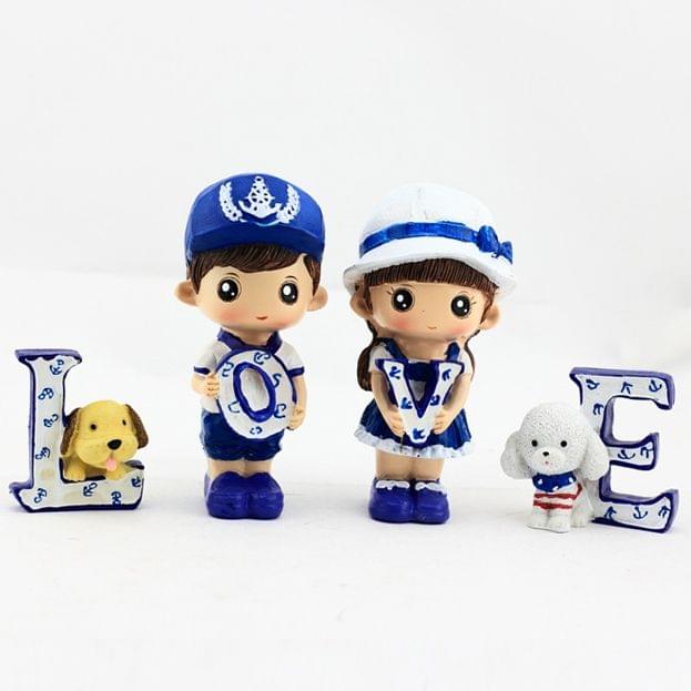 Creative Resin LOVE Navy Puppy Set Dolls Ornaments Wedding Bedroom Decoration Gifts