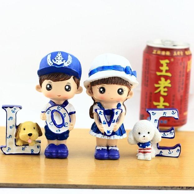 Creative Resin LOVE Navy Puppy Set Dolls Ornaments Wedding Bedroom Decoration Gifts