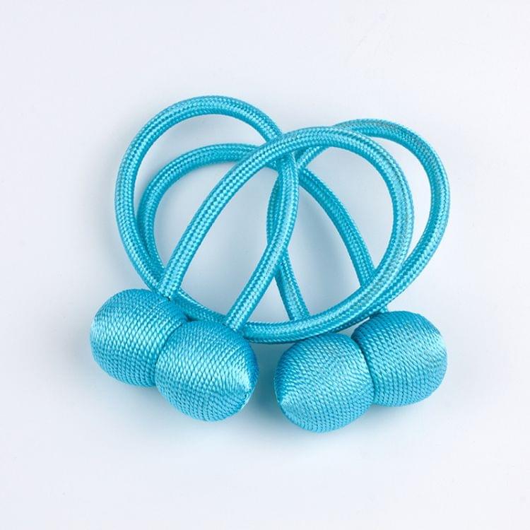 2 PCS Fashion Woven Punch-Free Beef Tendon Magnetic Buckle Curtain Strap(Baby Blue)