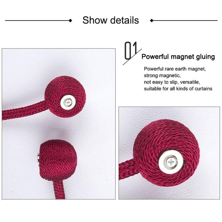 2 PCS Fashion Woven Punch-Free Beef Tendon Magnetic Buckle Curtain Strap(Baby Blue)