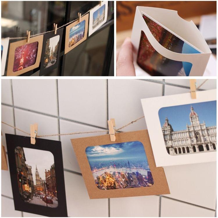 90 PCS / 10 Sets Creative DIY 6 inch Kraft Paper Wall Hanging Photo Frames with Clips & Rope