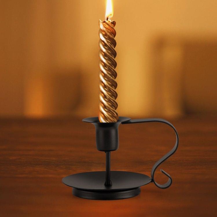 2 PCS Retro Iron Candelabrum Taper Candle Holder Candlestick Stand Candlelight Dinner Decoration