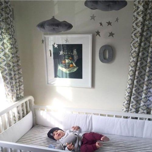 Baby Room Home Fecoration Creative Three-dimensional Cloud Star Cloth Bedside Hanging Scene Layout Props(Blue)