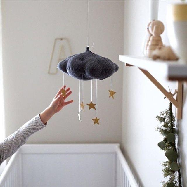 Baby Room Home Fecoration Creative Three-dimensional Cloud Star Cloth Bedside Hanging Scene Layout Props(Blue)