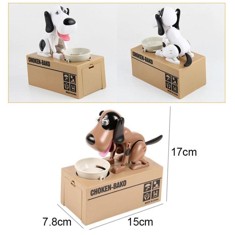 Creative Cartoon Edacious Puppy Automatic Money Eating Coin Saving Box, White Spotted Dog
