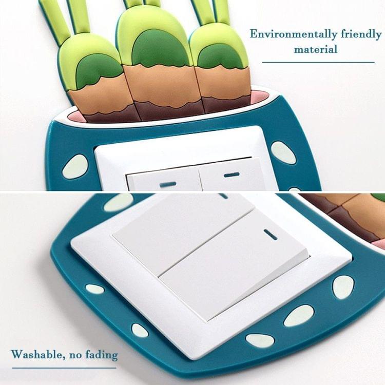 Cute Cartoon 3D Fluorescent Silicone Switch Decorations Stickers(Bunny )