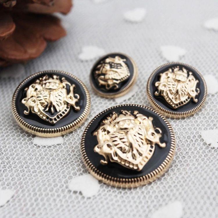 100 PCS Vintage Antique Metal Blazer Lion Button for Jacket Suits Sport Coat Uniform, Diameter: 12.5mm(Black)