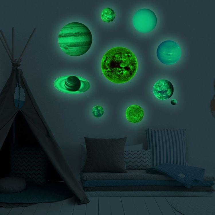 E wall 2 Sets Planet Solar System Fluorescent Wall Stickers Room Bedroom Luminous Wall Stickers(Small Size)